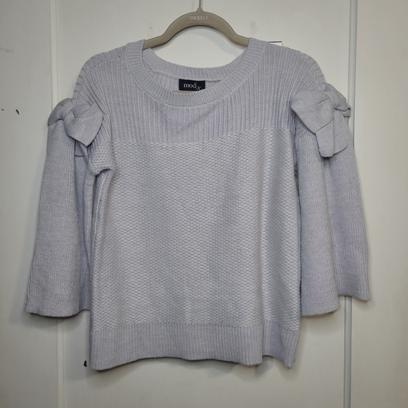 Mod X Stitch Knit 3/4 Sleeve Boat Neck Cropped Sweater XS - Picture 4 of 9